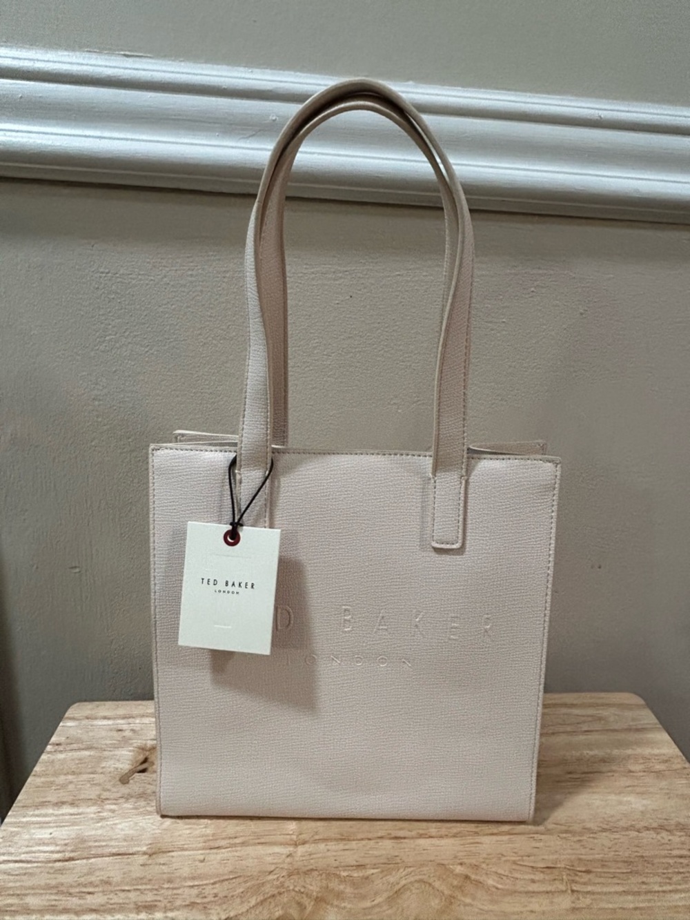 Ted Baker Cream Structured Leather Tote with Floral Charm - Picture 6 of 7